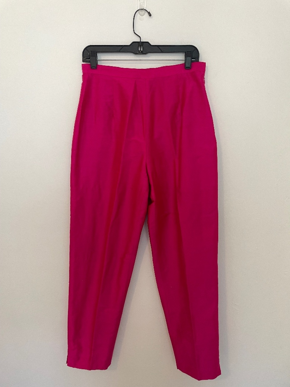 Neiman Marcus Vintage 100% Taffeta Silk Straight Leg Trousers, Hot Pink Size 8